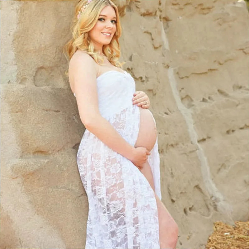 Women Pregnant Maternity Dress for Photography photo shoot Summer Lace Maxi Dress Pregnancy Maternity Clothes