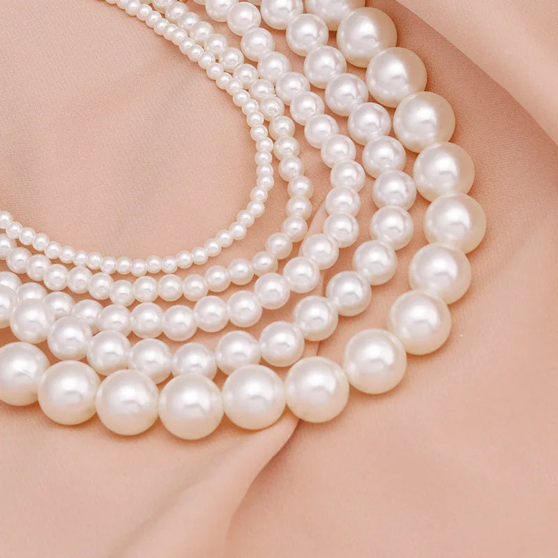 Elegant Big White Imitation Pearl Beads Choker Clavicle Chain Necklace For Women Wedding Jewelry Collar 2021 New