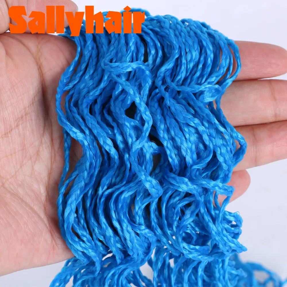 Sallyhair Synthetic Braids Thin Box Braids Crochet Braiding Hair Colorful Zizi Braids Extensions Grey Pink Black Brown Hair