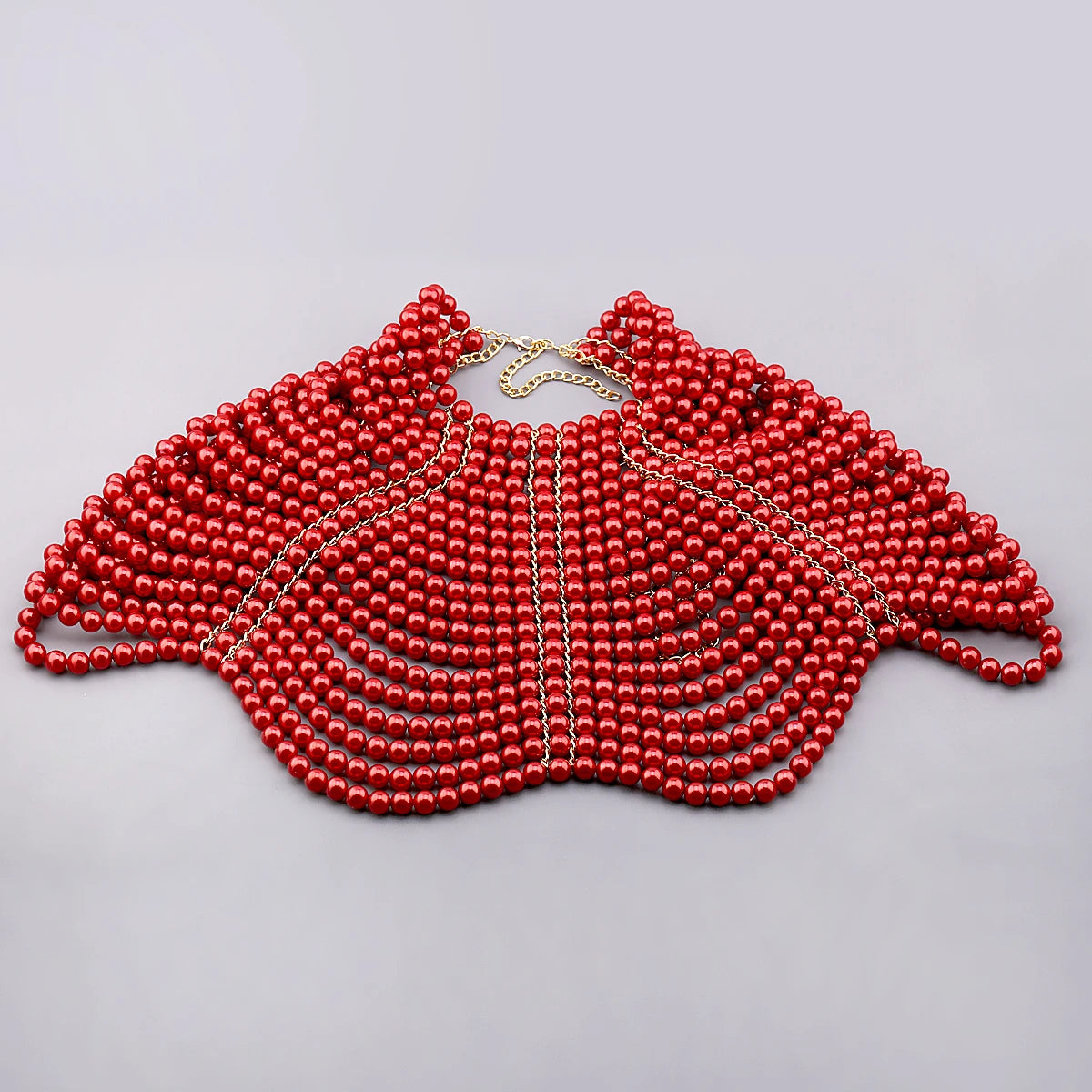 Luxury Women's Pearl Body Chain Necklaces Collar Shoulder Fashion Tops Beaded Necklaces Popular Jewelry Accessory