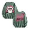 Retro Funky Pink Santa 2026 New Year Graphic Long Sleeve, US Warehouse, Customizable Design