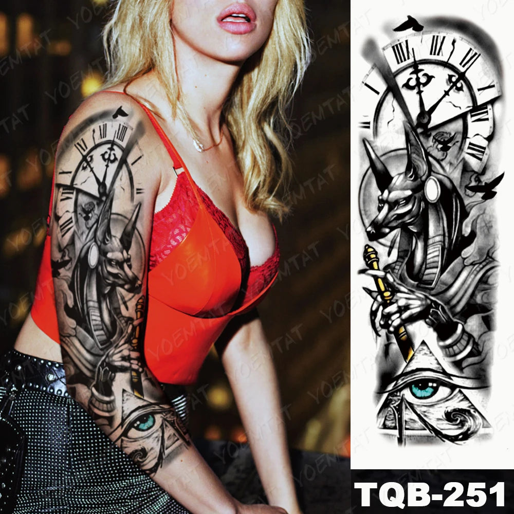 Large Arm Sleeve Tattoo Black Maori Totem Waterproof Temporary Tatto Sticker Tribal Flame Body Art Full Fake Tatoo Women Men