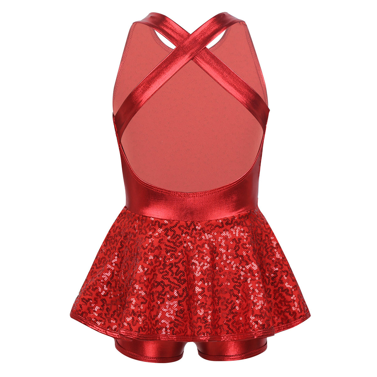 Kids Girls Shorty Unitard Sleeveless Sequin Rompers Leotard Bodysuit Performance Children Jazz Modern Dance Party Tap Costumes