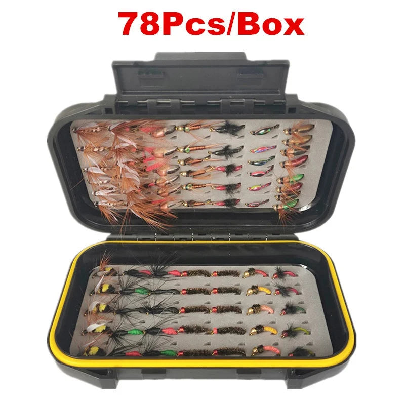 40/78/126Pcs/Box Mixed Styles Fly Fishing Lure Wet/Dry Nymph Artificial Flies Bait Pesca Tackle Trout Carp Kit