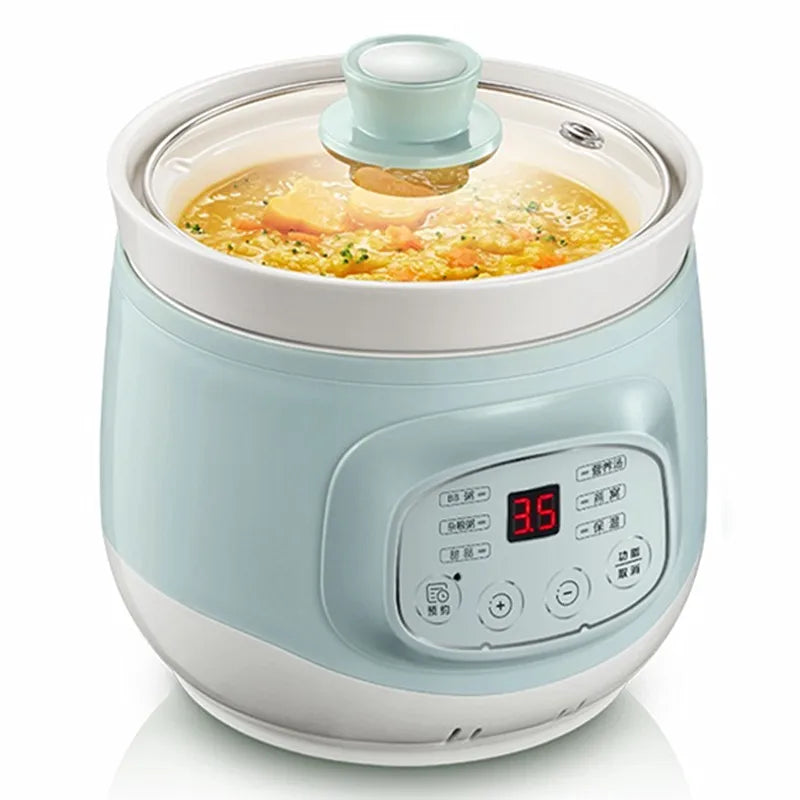 220V 1L Mini Electric Stewing Pot Ceramic Inner Multi Cooker Household Automatic Electric Slow Stewer