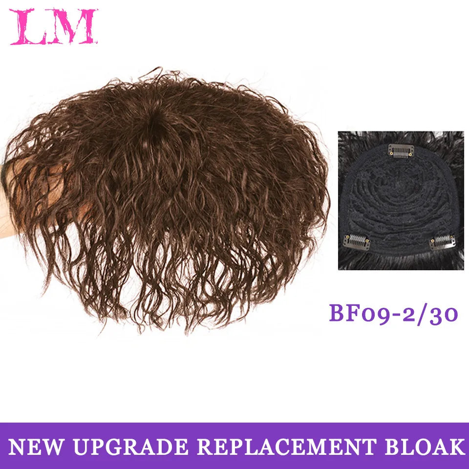 LM Hair Bangs for Mens Clips in Real Hair Bang Cover High Forehead 100% Human Hair Bangs Fringe Extension for Volume