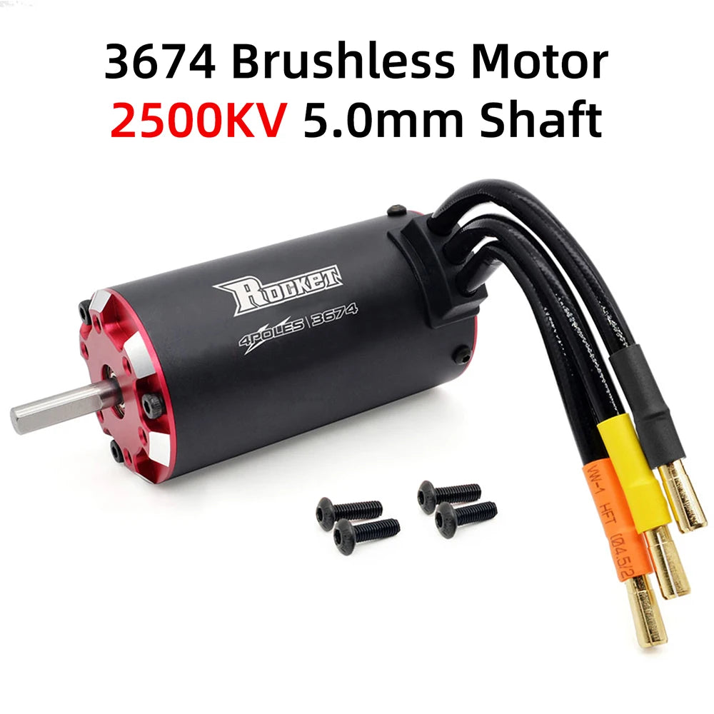 Rocket Motor 3674 Brushless Motor 2500KV 2150KV 2000KV 1650KV 1400KV w/Temp Sensor for 1/8 1/10 RC Car