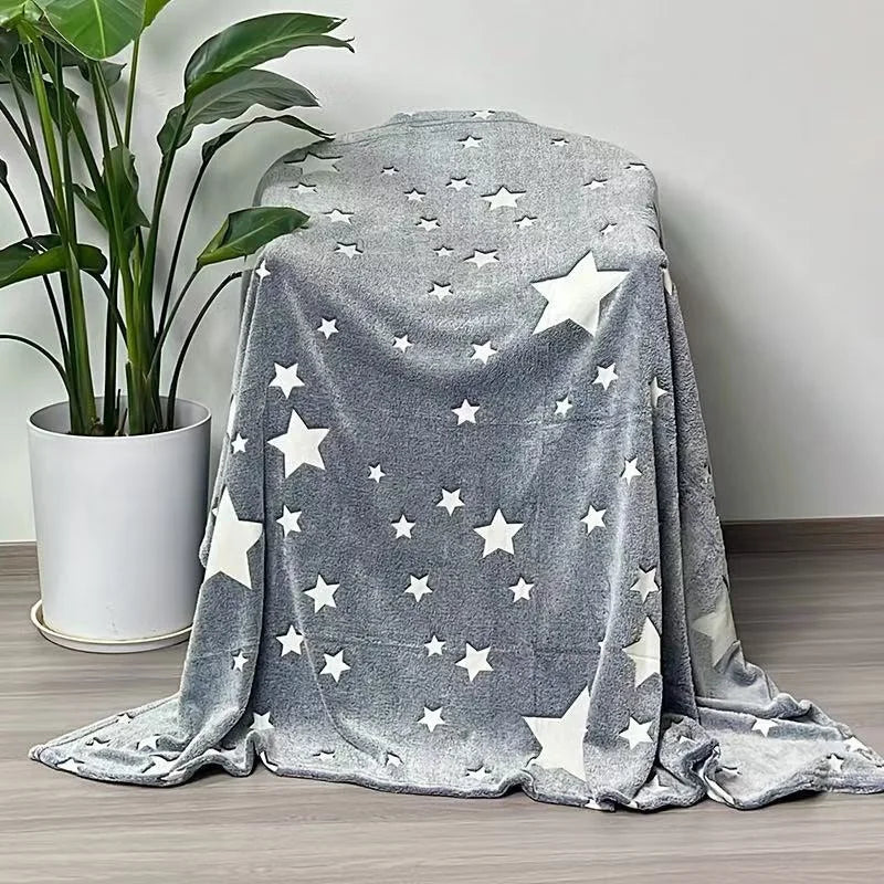 Double-Sided Flannel Coral Fleece Quilt Luminous Fluorescent Office Blanket for Children for Winter Air Conditioning