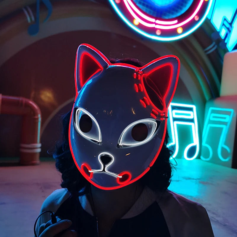 Halloween Carnival Party Costume Decoration Luminous LED Mask Halloween Mask LED Maske Light Up Party Masks for Glow Party