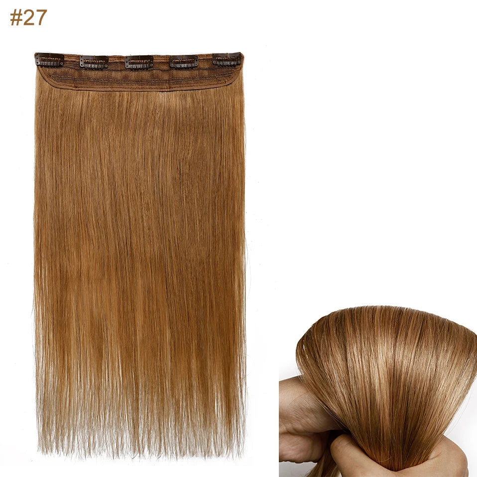 S-noilite 1Piece In 5clips 100% Human Hair Extensions Straight Brazilian Light Dark Brown #1B #4 #6 #613 Blonde Non-Remy 40g-60g