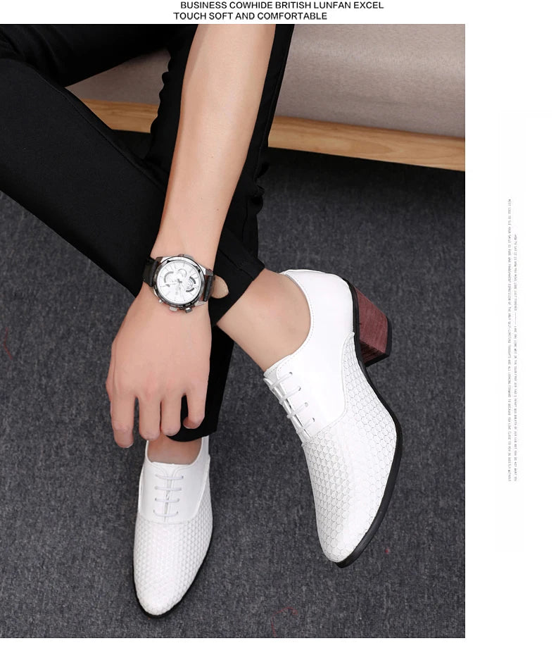 Man Dress High Heel Shoes Handmade Italian Style Party Wedding Men Shoes High Quality Leather Business Formal Elevator Shoes Men