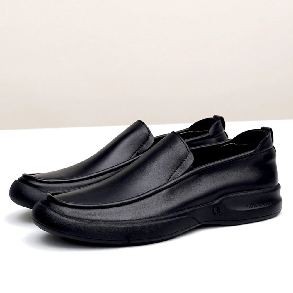 Y 38-44 New Men's Business Casual Leather Shoes  Made of Top-Grain Soft Leather Soft Sole Breathable Slip-On