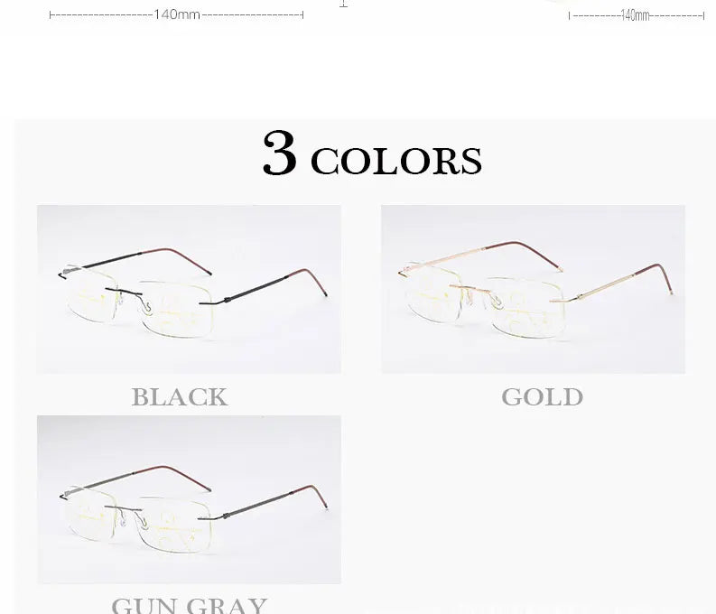 Business Frameless Progressive Multifocal Reading Glasses Men Smart Zoom Elderly Eyewear Women Anti-blue Presbyopic Glasses