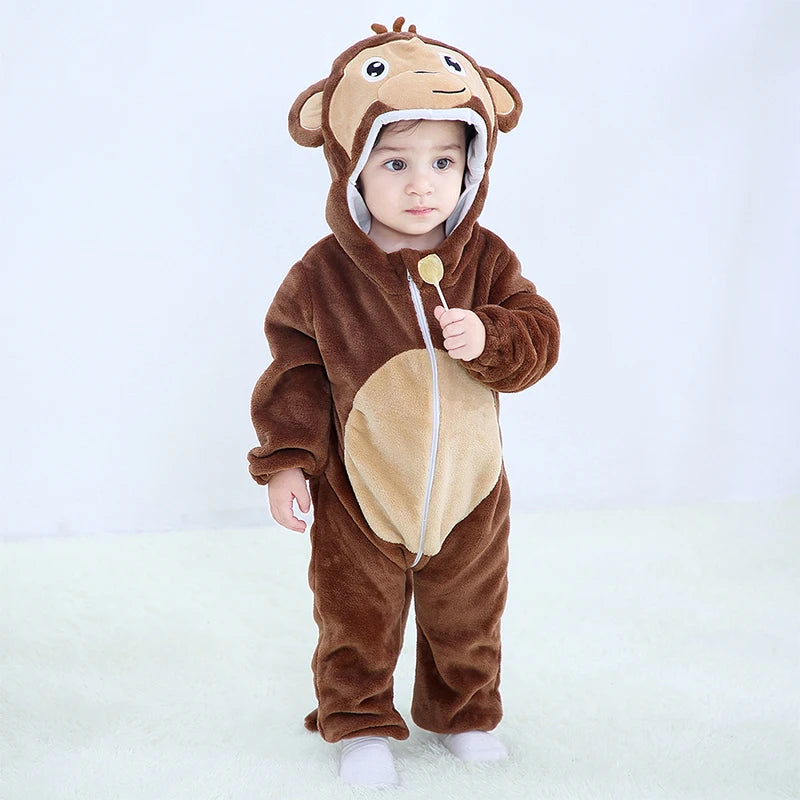 Baby Kigurumi Penguin Lion Cat Animal Cosplay Costume Winter Plush Jumpsuit for Toddler Boys 1 to 2 3 4 Years Baby Girl Outfits