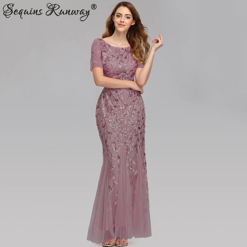 Sexy vintage Maxi Sequin cocktail Dress bridesmaid Prom Dresses for Women Casual Party Long sleeve club Bodycon Dress vestidos