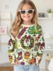 2025 Spring and Autumn Girls Korean Edition Loose Round Neck Long Sleeve T-shirt Top