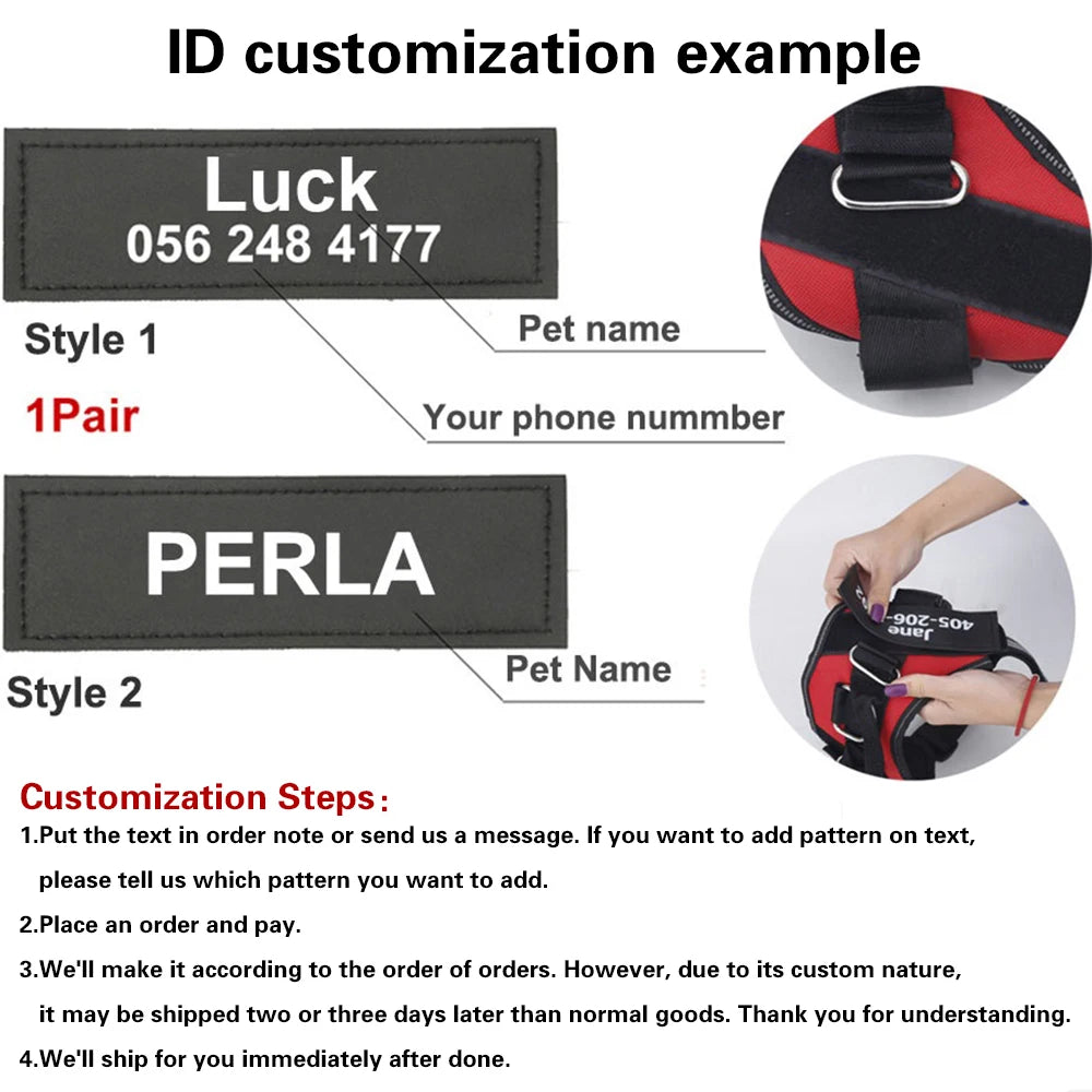 Adjustable Nylon Dog harness Personalized Reflective Pet Harness for Small Medium Large Dogs  No Pull Dog Harness Leash
