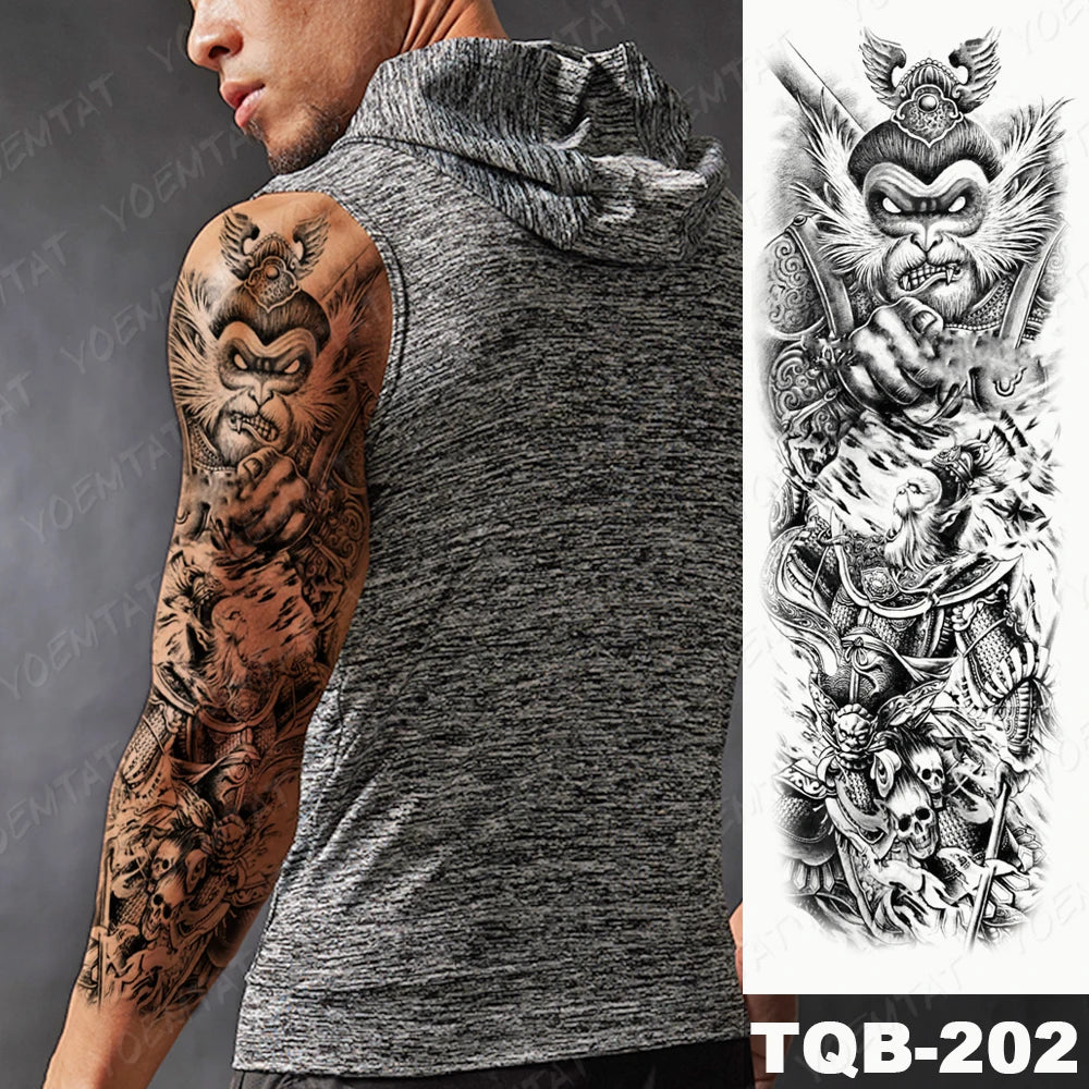 Large Arm Sleeve Tattoo Black Maori Totem Waterproof Temporary Tatto Sticker Tribal Flame Body Art Full Fake Tatoo Women Men