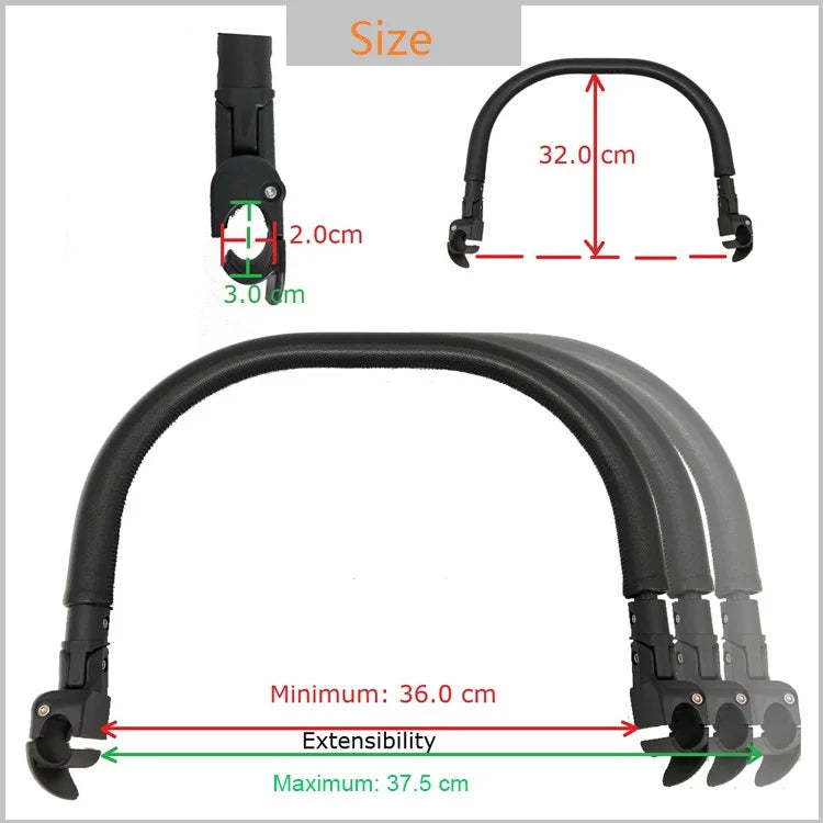 MomTan® Baby Stroller Accessories Armrest PU Leather Bumper Bar Handrail Extend Footboard Compatible with Babyzen YOYO 2  YOYO 3