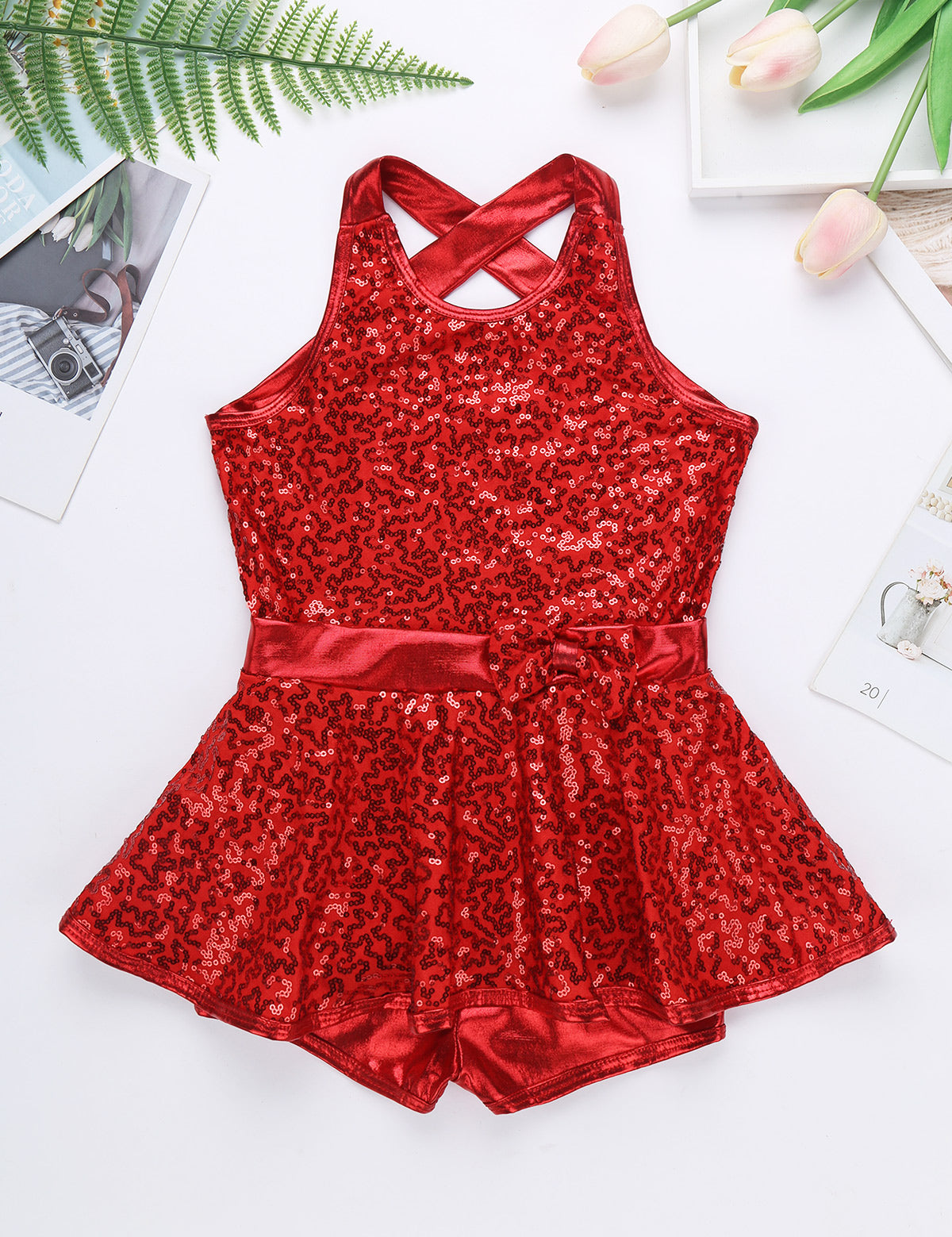 Kids Girls Shorty Unitard Sleeveless Sequin Rompers Leotard Bodysuit Performance Children Jazz Modern Dance Party Tap Costumes
