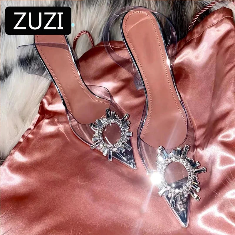 ZUZI Luxury Women Pumps 2022 Transparent High Heels Sexy Pointed Toe Slip-on Wedding Party Brand Fashion Shoes for Lady 34-41
