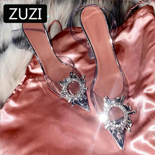 ZUZI Luxury Women Pumps 2022 Transparent High Heels Sexy Pointed Toe Slip-on Wedding Party Brand Fashion Shoes for Lady 34-41