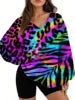 Starry Sky Gradient Pattern Printed Women's Versatile Fashion High Quality V-neck Hoodie 2025 New Edition