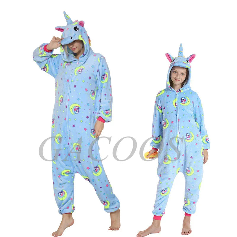 New Animal Unicorn Pajamas Adults Winter Sleepwear Kigurumi Wolf Panda Unicornio Pyjamas Women Onesie Anime Costumes Jumpsuit