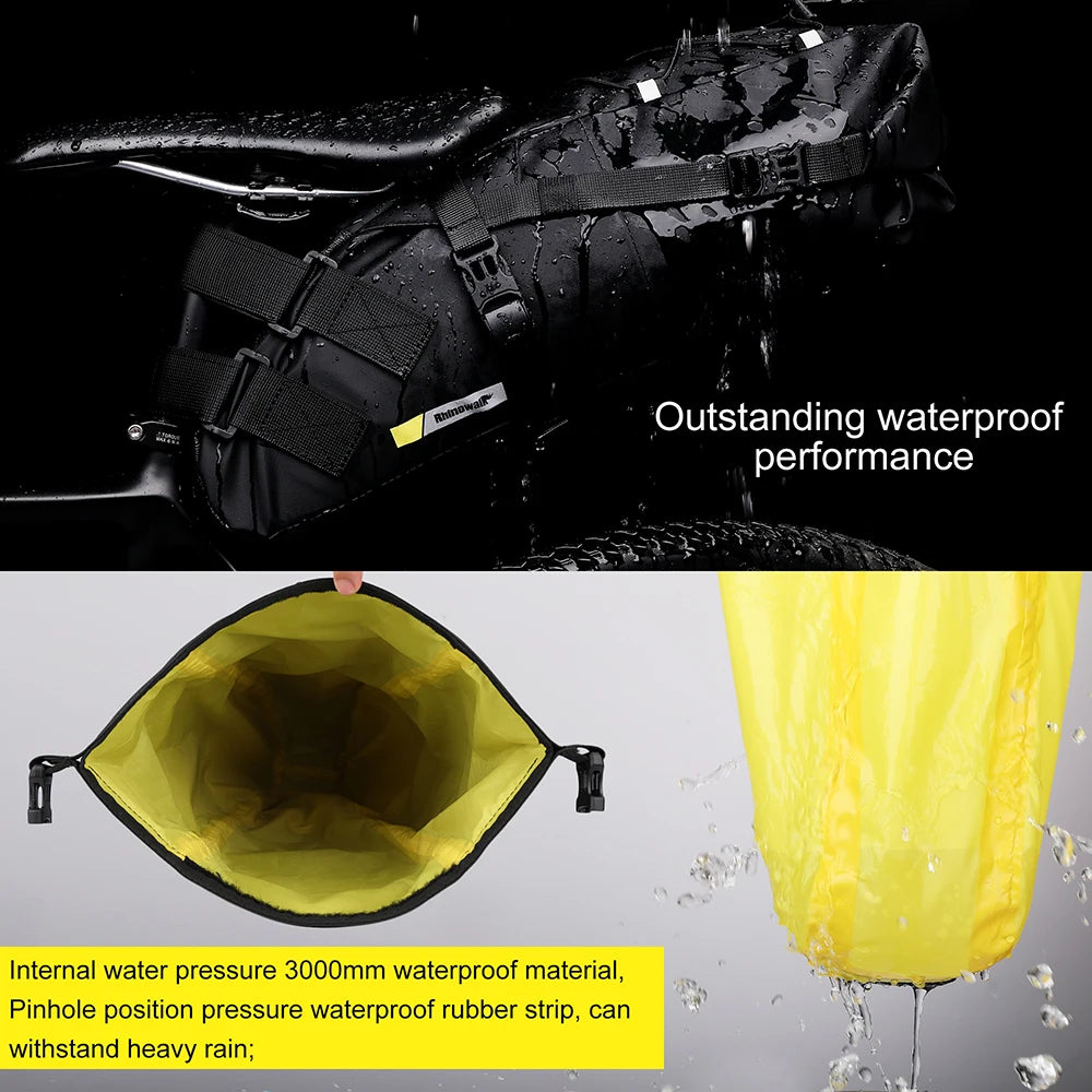Rhinowalk Bike Saddlebag + Stabilizer Set Waterproof 13L Large Capacity More Stable For MTB Road Bike Can Fit Water Bottle Cage
