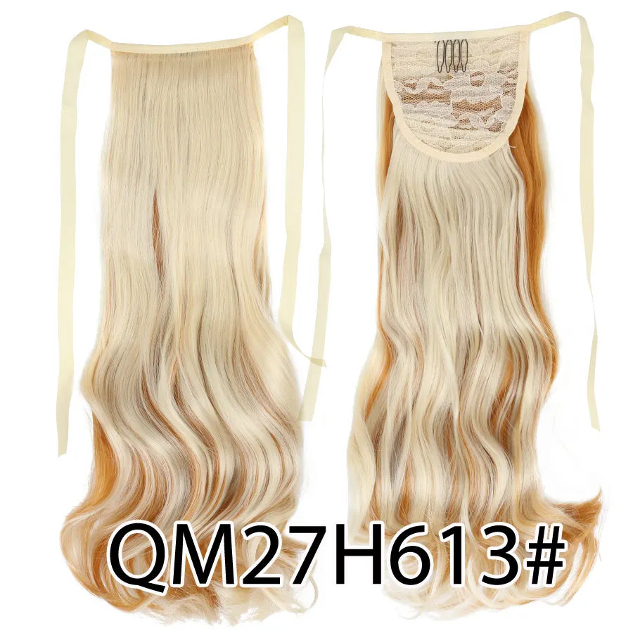 Synthetic Ponytail Long Straight Wrap Around Ponytail Hair Extension Heat-Reistant Fiber Pony Tail Fake Hairpieces For Women