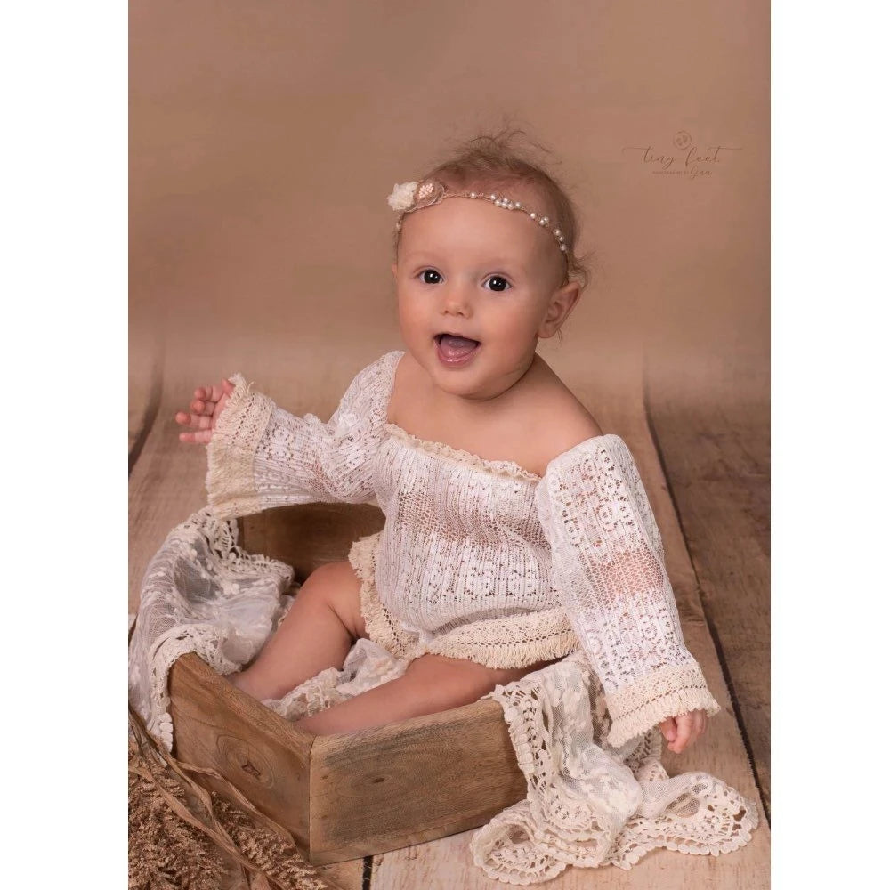 1Year Old Baby Clothes Girls Birthday Dress Newborn Photography Props Strapless Flower Lace Skirt Infant Shoot Photo Accessories