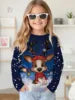 2025 Spring and Autumn Girls Korean Edition Loose Round Neck Long Sleeve T-shirt Top
