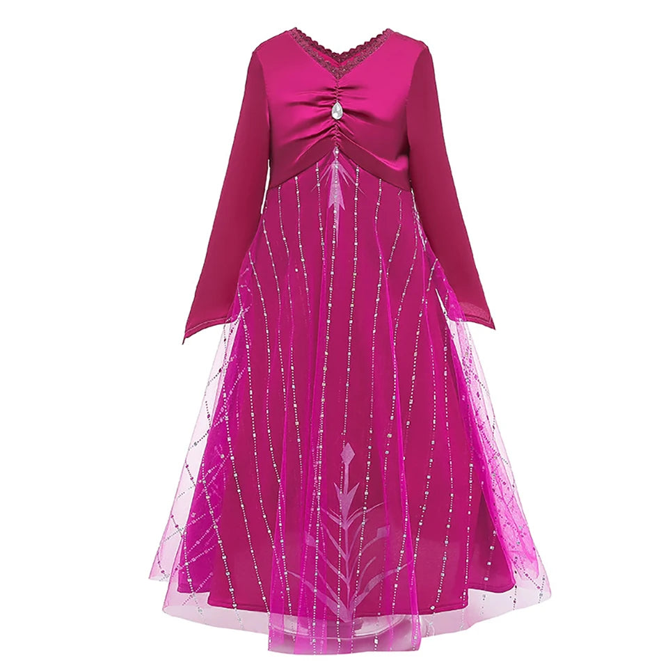 Elsa Anna 2 Dress Girls Princess Carnival Party Halloween Cosplay Costume Snow Queen Vestido Children Clothing For 2-12 Years