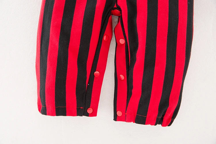 Baby Boys Girls Captain Pirate Costume Infant Toddler Romper Jumpsuit Umorden Halloween Purim Party Fancy Dress Red Stripe