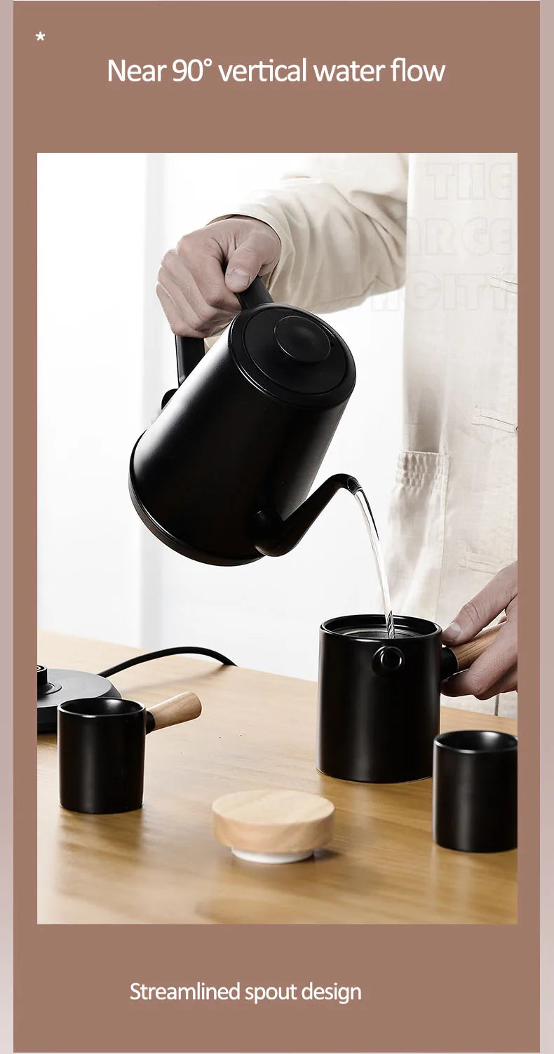 220V Electric Kettle Household Gooseneck TeaPot 1.0L Water Boiler Hand Brewing Coffee Pot Tea Maker 304 Stainless Steel Liner