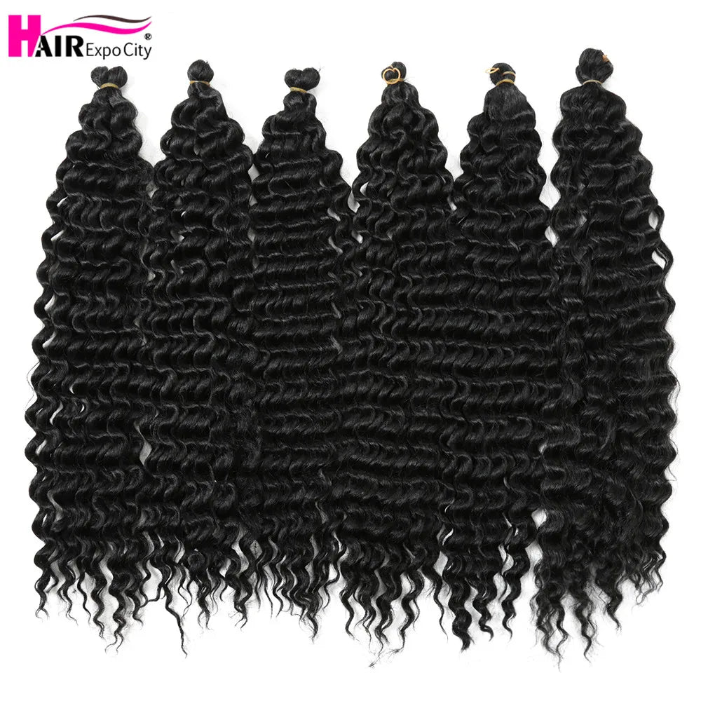 22-28 Inch Deep Wave Twist Crochet Hair Natural Synthetic Braid Hair Afro Curls Ombre Braiding Hair Extensions Hair Expo City