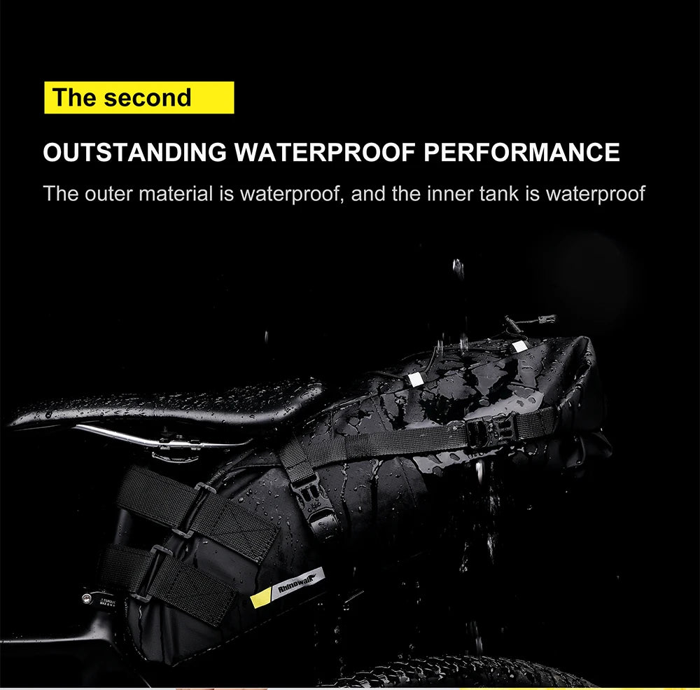 Rhinowalk Bike Saddlebag + Stabilizer Set Waterproof 13L Large Capacity More Stable For MTB Road Bike Can Fit Water Bottle Cage