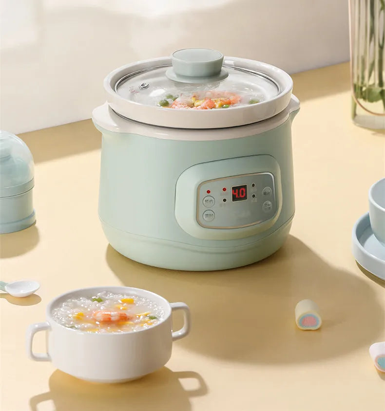 220V 1L Mini Electric Stewing Pot Ceramic Inner Multi Cooker Household Automatic Electric Slow Stewer