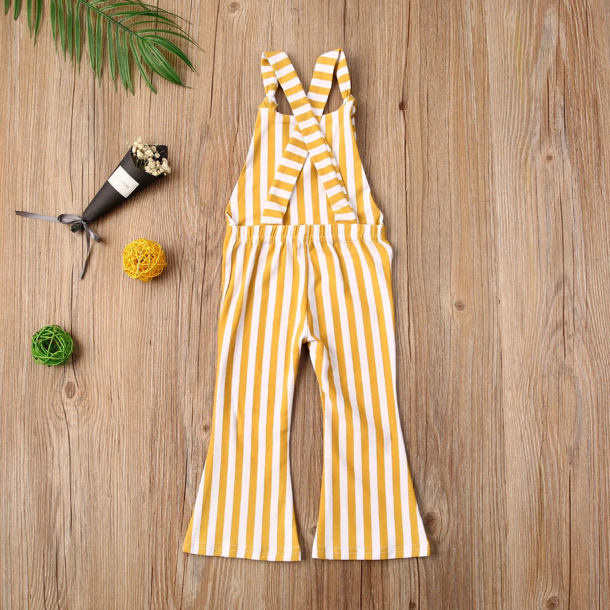 2025 New Toddler Kids Baby Girls Clothes Sleeveless Stripe Romper Jumpsuit Flare Long Pants Overalls Summer Fall Kids Clothing