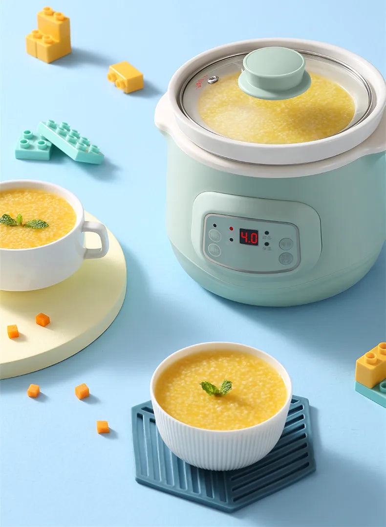 220V 1L Mini Electric Stewing Pot Ceramic Inner Multi Cooker Household Automatic Electric Slow Stewer