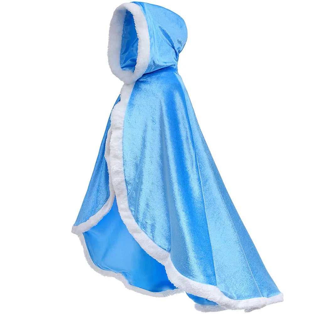 Princess Cloak with Hood Girls Cape Kid Toddler Costume Dress up for Halloween Christmas Carnival Cospaly