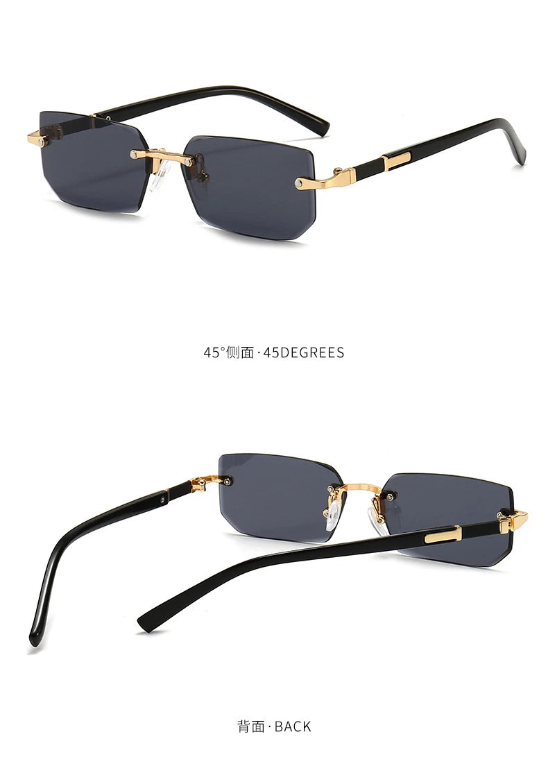 Rimless Sunglasses Rectangle Fashion Popular Women Men Shades Small Square Sun Glasses For Female male Summer Traveling Glasses