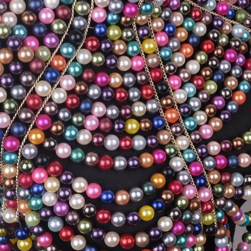 Sexy Pearl Body Chain For Women Necklaces Shawl Female Punk Style Beaded Collar Shoulder Sweater  Long Chain Bridal Body Jewelry