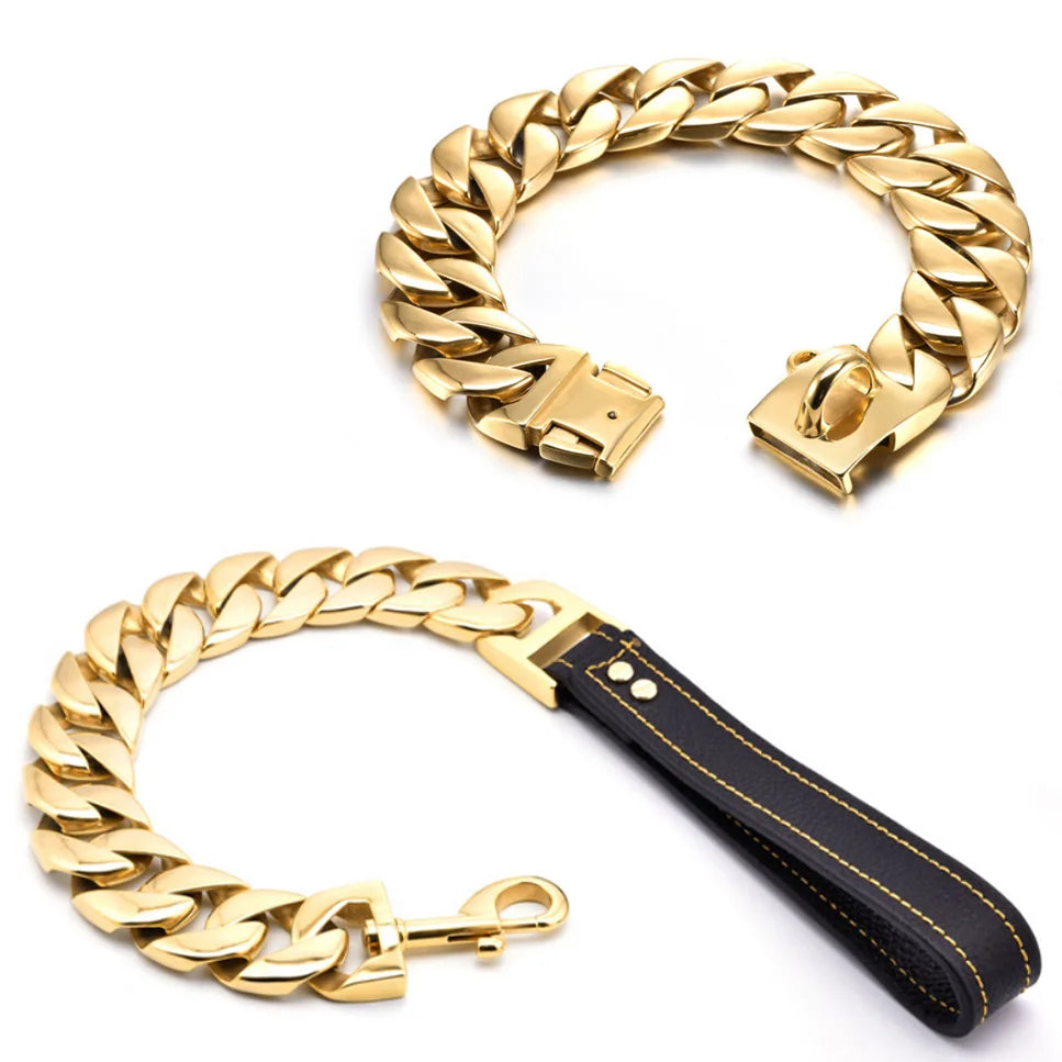 43mm Stainless Steel Large Dog Collar Bully Chain Dog Pet Collar Super Heavy Trainning High Polished Chain Rottweiler Pitbull