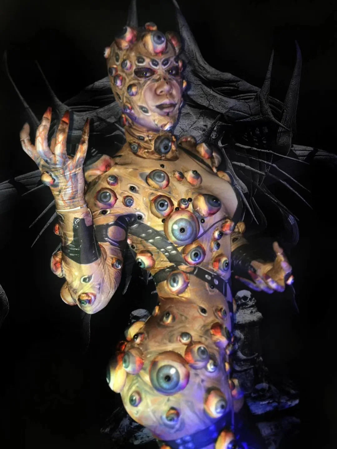 Halloween Men Women Horror Costume 3D Eye Novelty Jumpsuit Coat Stretch Rompers Nightclub Party Scary Stage Drag Queen Costumes