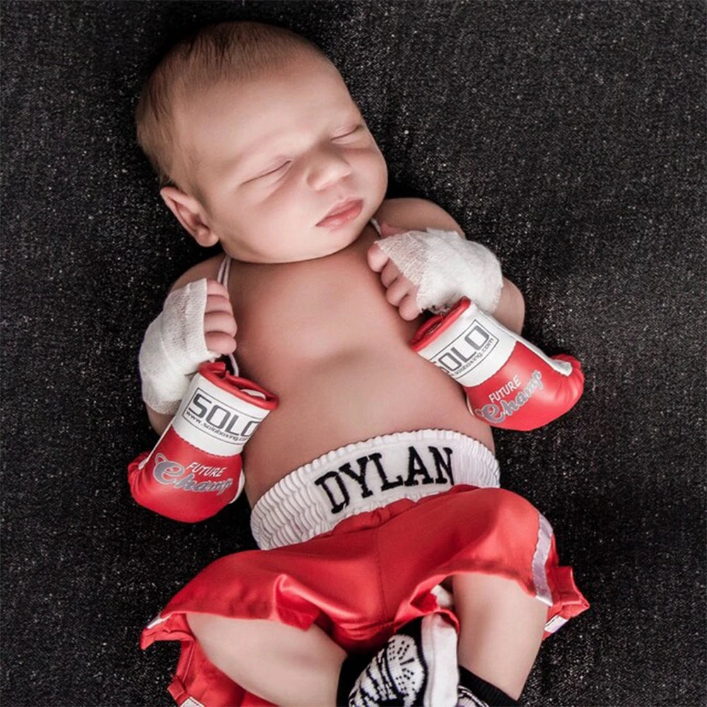 Mini Boxing Glove For Newborn Photography Props Store Accessories Sport Boys Pants Baby Photo Shoot Brothers Outfit Decorated