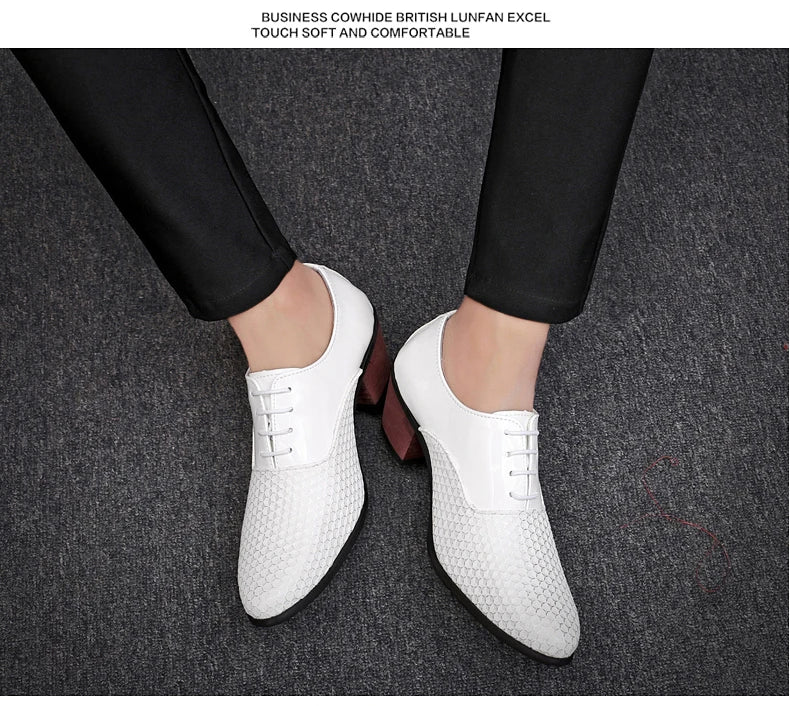 Man Dress High Heel Shoes Handmade Italian Style Party Wedding Men Shoes High Quality Leather Business Formal Elevator Shoes Men