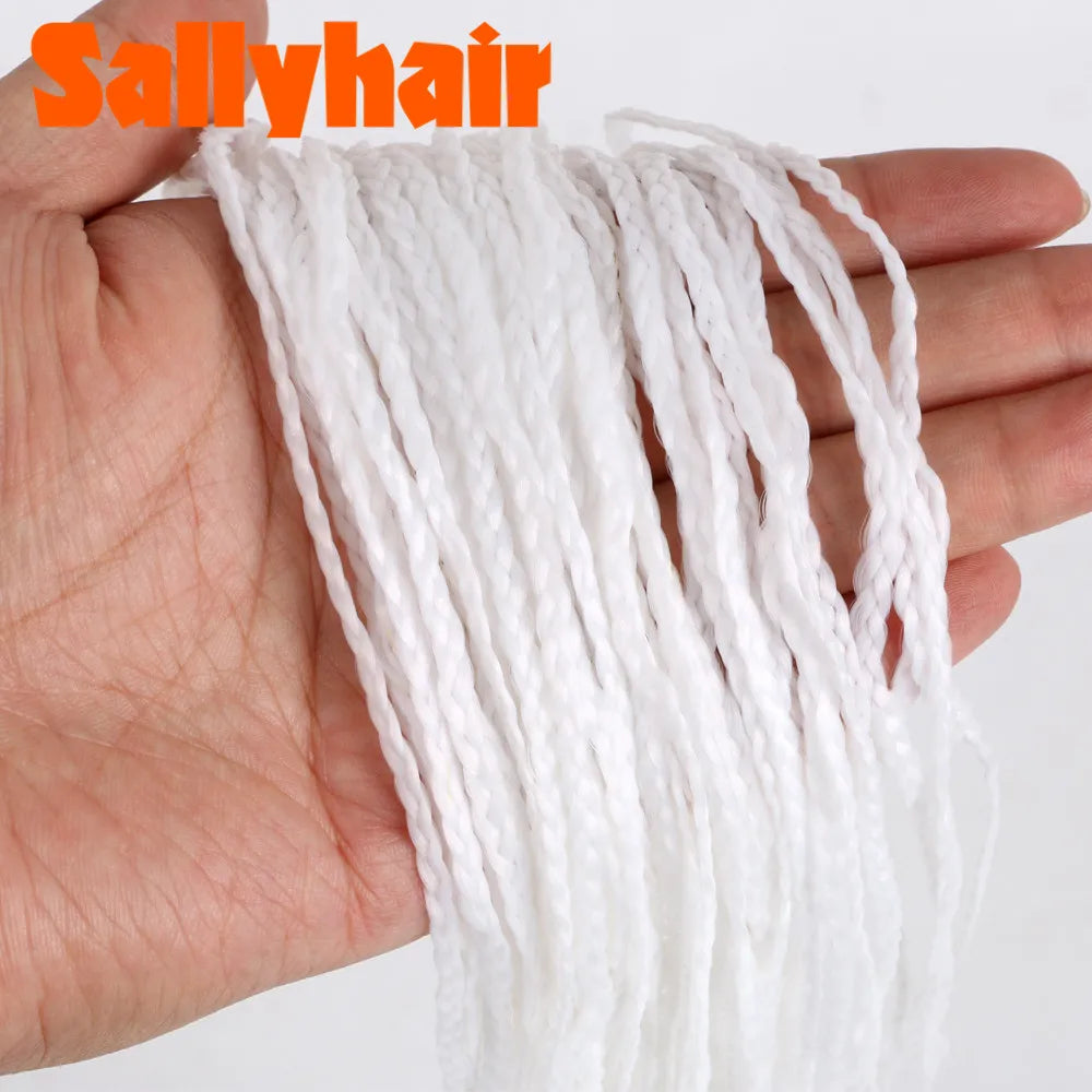 Sallyhair Synthetic Braids Thin Box Braids Crochet Braiding Hair Colorful Zizi Braids Extensions Grey Pink Black Brown Hair