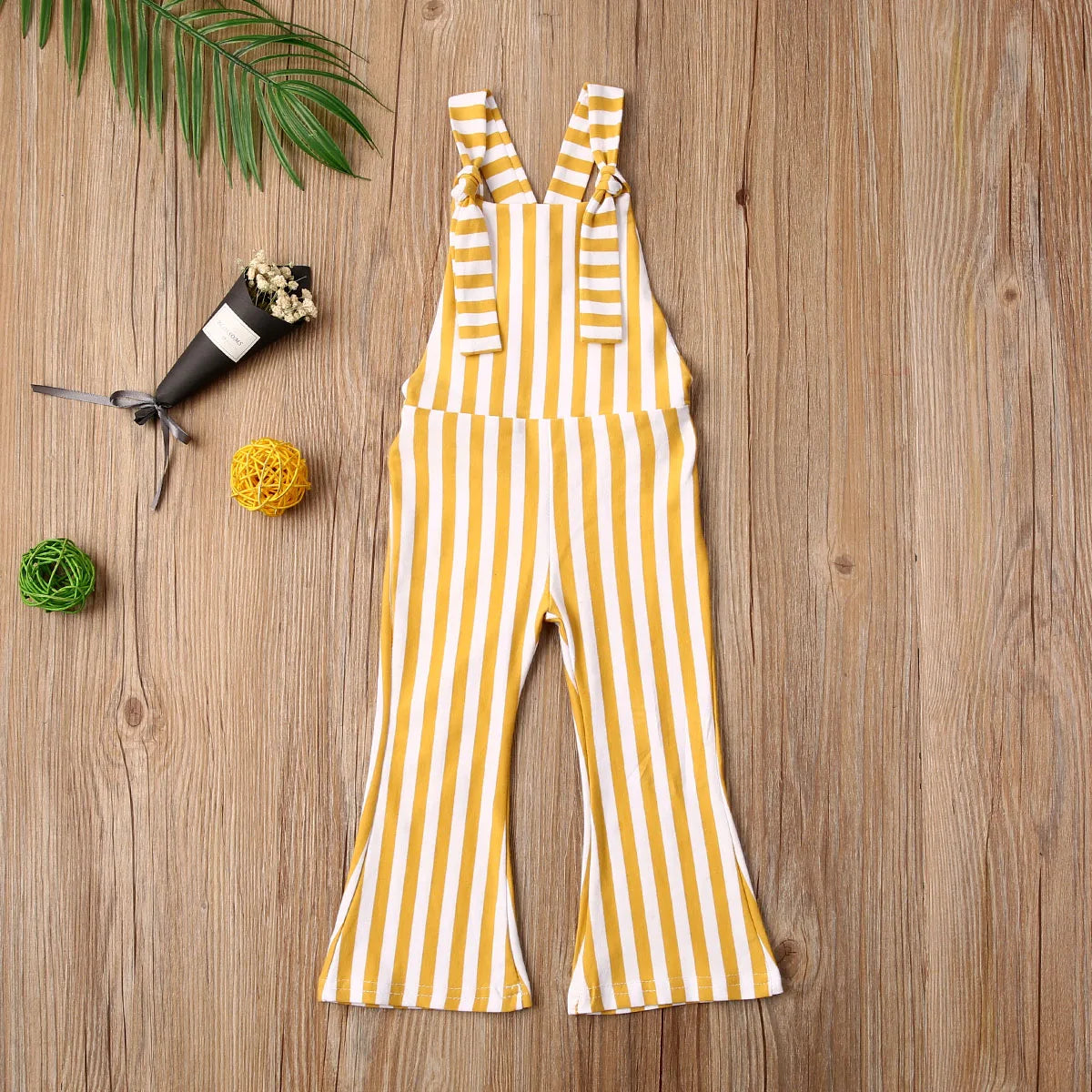2025 New Toddler Kids Baby Girls Clothes Sleeveless Stripe Romper Jumpsuit Flare Long Pants Overalls Summer Fall Kids Clothing