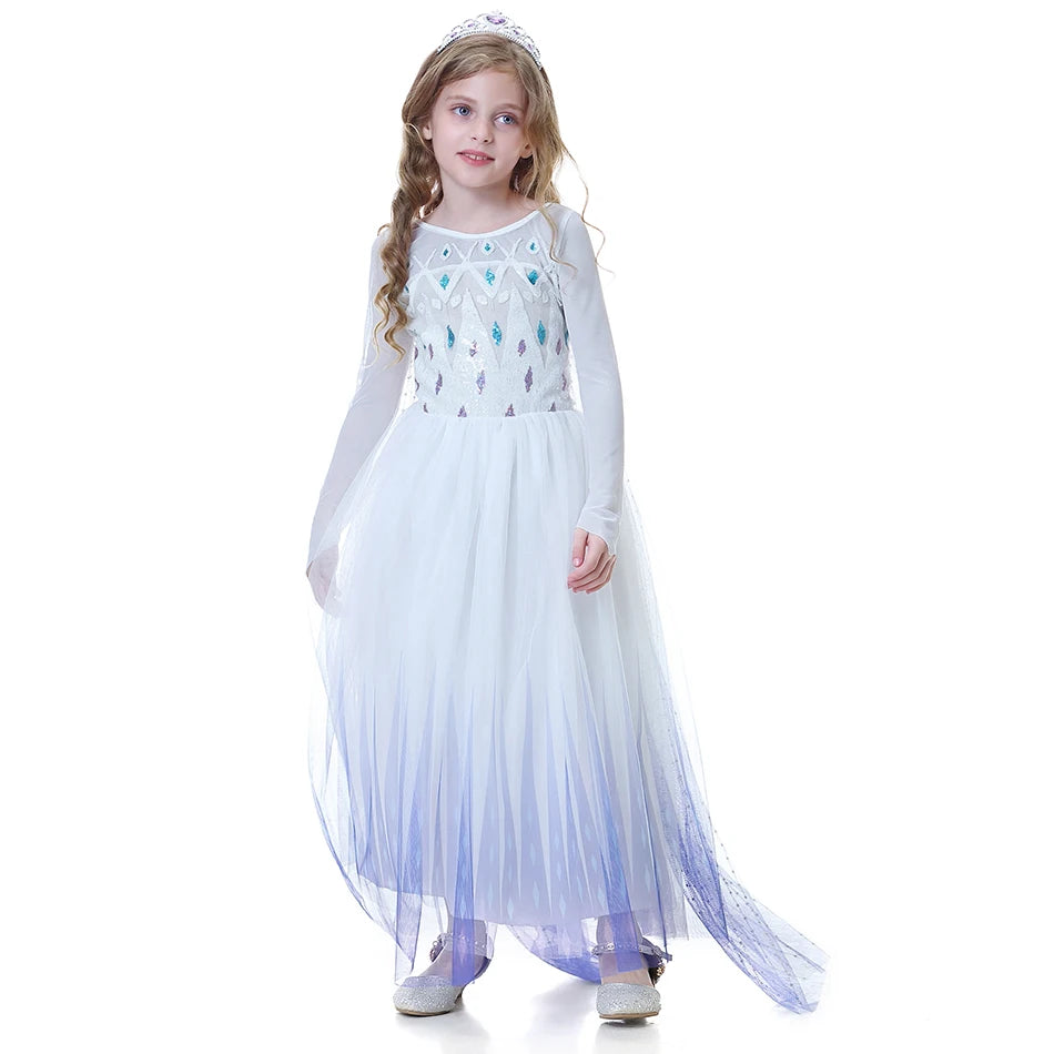 Elsa Anna 2 Dress Girls Princess Carnival Party Halloween Cosplay Costume Snow Queen Vestido Children Clothing For 2-12 Years
